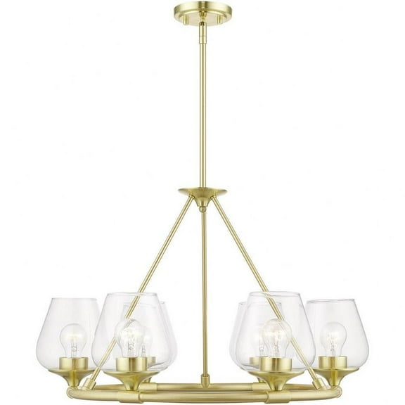 6 Light Chandelier in Transitional Style-18.75 inches Tall and 26 inches Wide-Satin Brass Finish Bailey Street Home 218-Bel-4829188