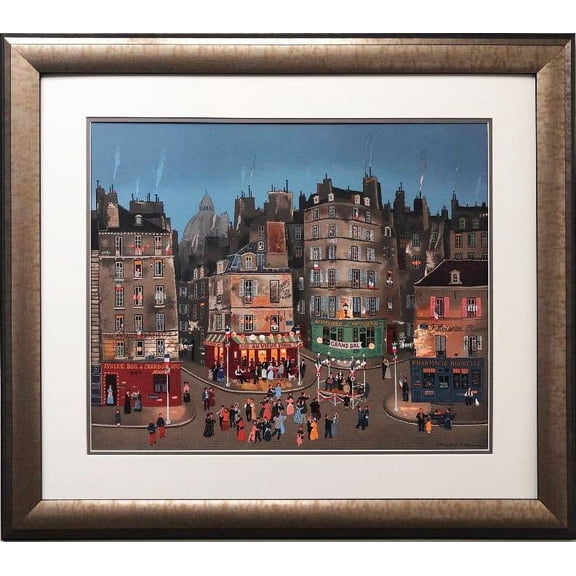 Michel Delacroix "Le Grand Bal" Framed Stone Signed Lithograph Art Generic