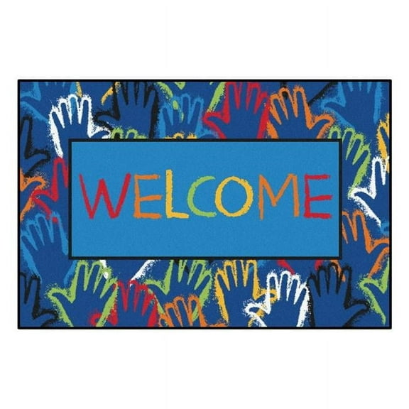 Carpets for Kids® KID$Value Rugs™ Hands Together Activity Rug, 4' x 6' , Blue