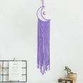 thumbnail image 4 of Moon Dream Catcher Macrame Wall Hanging - Bohemian Home Decor Handmade Woven Decoration -Purple, 4 of 5