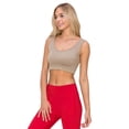 thumbnail image 2 of Women’s Ribbed Cropped Tank Top - Deep Scoop -Camel, SM, 2 of 5