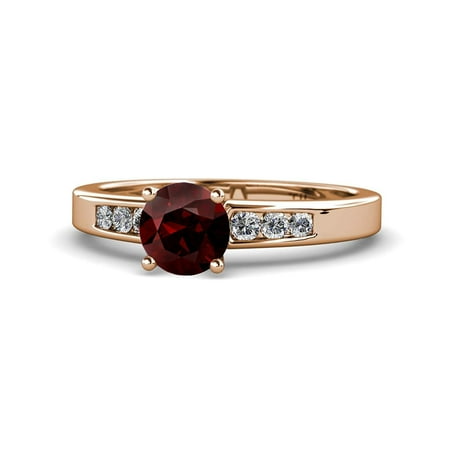 

Red Garnet and Diamond (SI2-I1 G-H) Engagement Ring 1.26 Carat tw in 14K Rose Gold.size 8.5