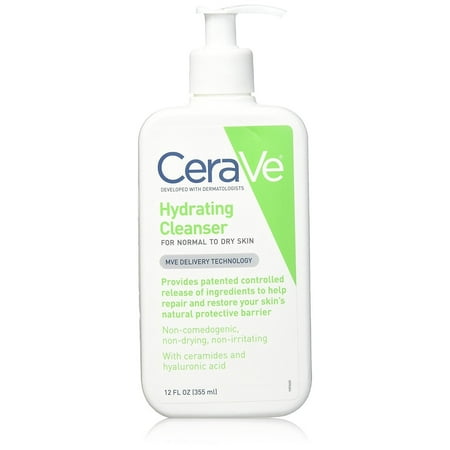 CeraVe Hydrating Facial Cleanser, Daily Face Wash for Normal to Dry Skin, 12 (Best Cleanser To Use With Clarisonic For Acne)