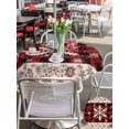 thumbnail image 4 of Outdoor Tablecloth with Umbrella Hole and Zipper, Christmas Snowflakes Round Table Cloth 54 Inch Waterproof Tablecloth, Xmas Winter Vintage Red Plaid Picnic Table Cover for Patio Camping, 4 of 7