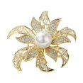 thumbnail image 1 of Broche de flores con diamantes de imitación, broche para el pecho, broche romántico para el cuello, broche de solapa para accesorios de ropa de fiesta Oro, 1 of 10