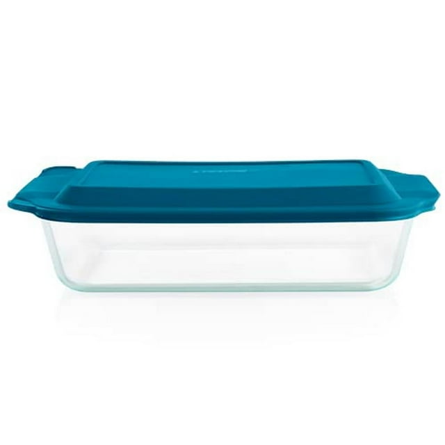 Fuente de vidrio para horno Pyrex 23 x 33 cm profunda con tapa