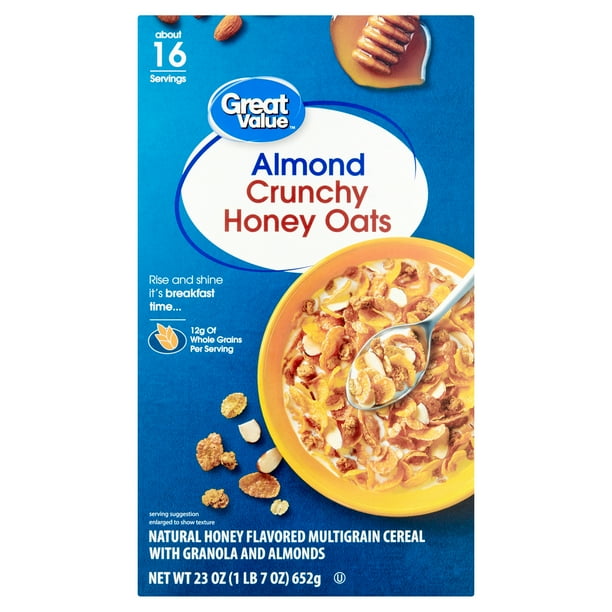 Great Value Almond Crunchy Honey Oats Cereal, 23 oz Walmart Business