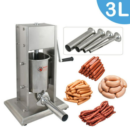 Zeny 3L Sausage Filler Sausage Stuffer 7LB Dual Speed Meat Maker, Vertical Stainless Steel Meat Sausage Stuffer w/ 4 Filling (Best Vertical Sausage Stuffer)