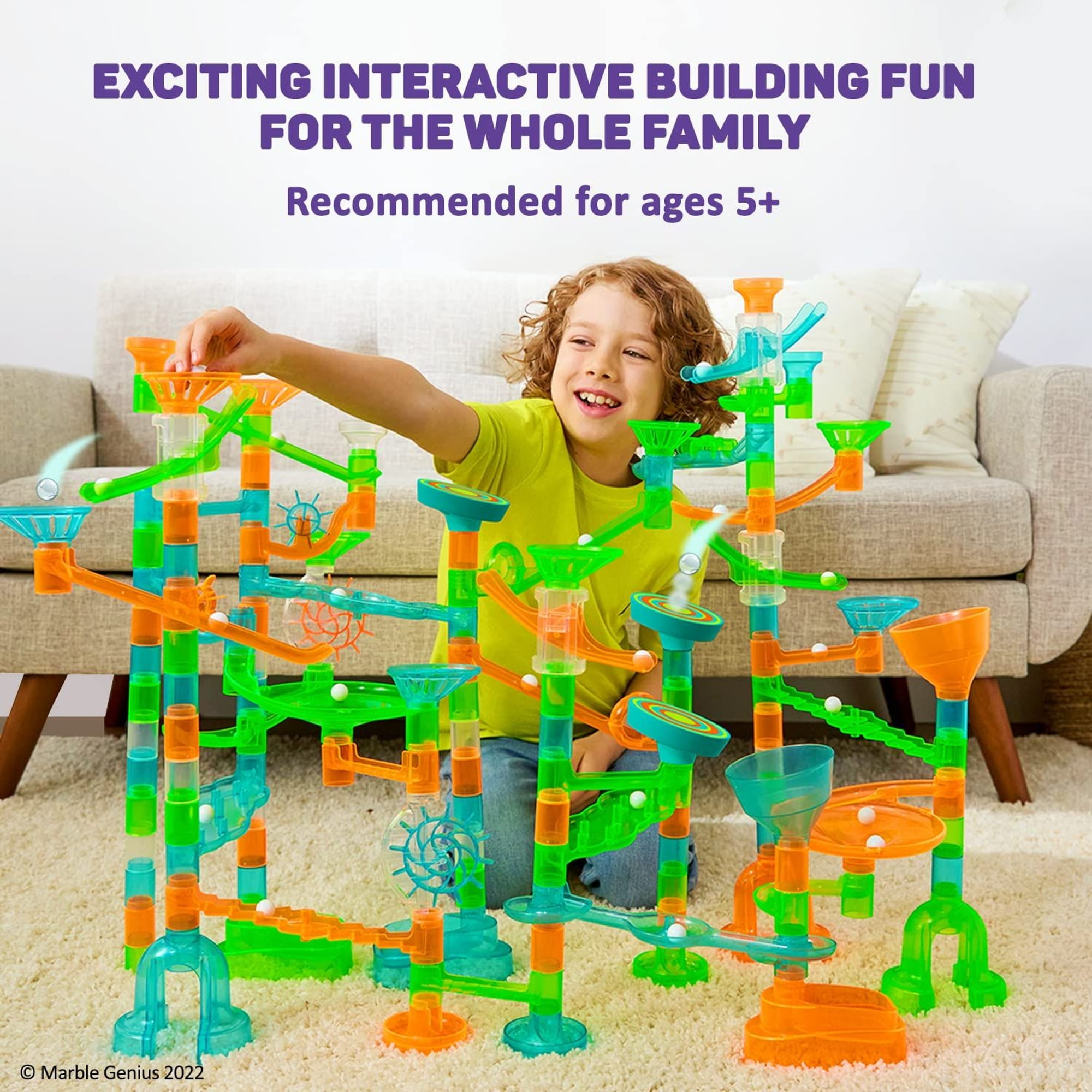 Marble Genius Marble Run Stunts ブースターセット Marble Genius Marble Run Stunts Starter Set: 100 Pieces Total, 14