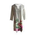 thumbnail image 4 of Robes pour Femmes Mode Décontractée Imprimé Floral Ample Grande Taille Col en V Mi-Longue Robe en Liquidation, 4 of 6