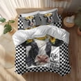 thumbnail image 2 of Life Is Better on The Farm Twin Size Comforter Set, Rustic Cow Sunflower Black White Plaid Bedding for All Seasons, 4 Pcs Bed Set, 1 Quiltcover (68"x86") ,1Sheet(67"x116"), 2Pillowcases (30"x20"), 2 of 9