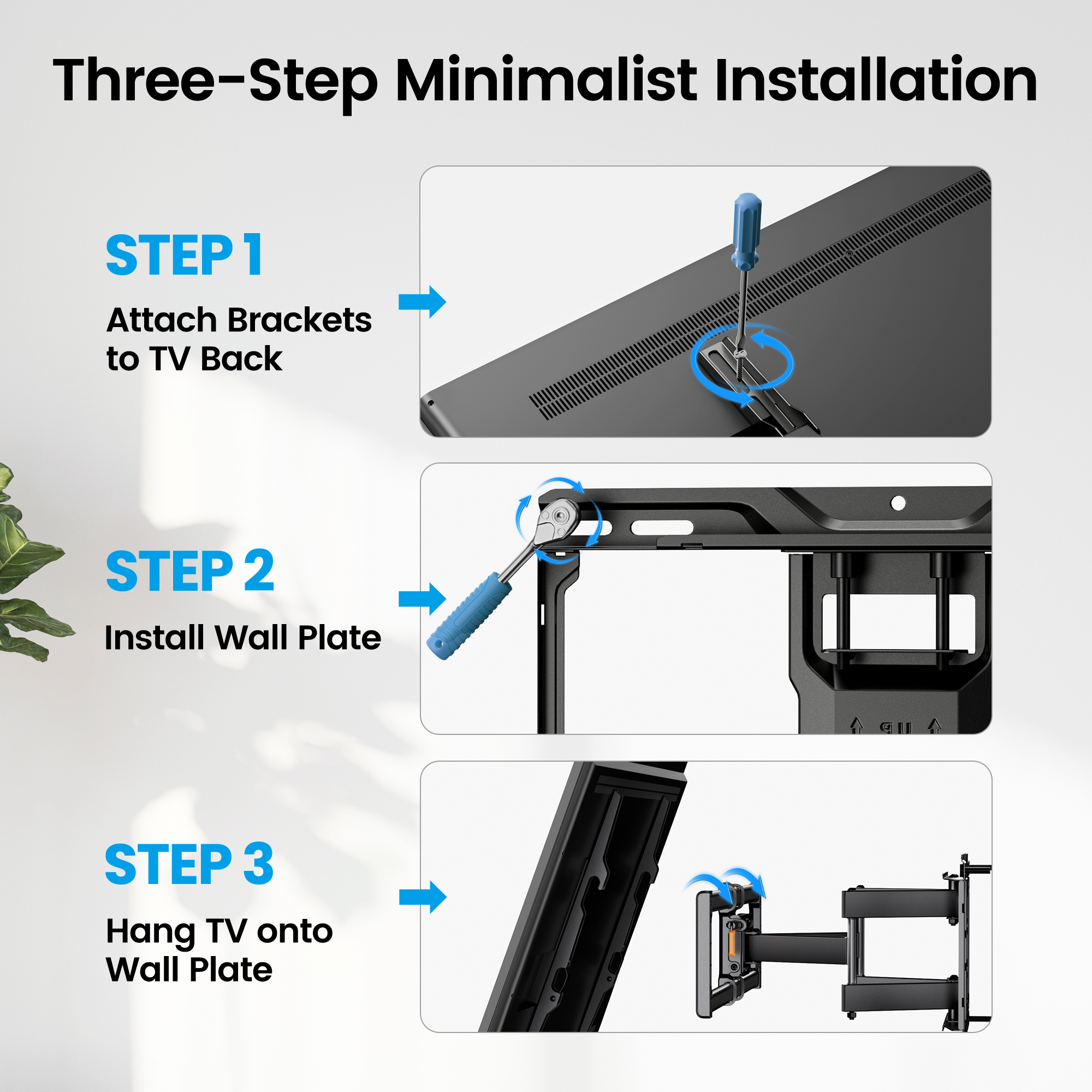 MountFTV Full Motion TV Wall Mount, 42-92 inch, 132 lbs photo 6