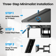 MountFTV Full Motion TV Wall Mount for 42-92 inch TVs with Tool Free Tilt, Holds up to 132 lbs, Max 600x400mm, TV Mount with Swivel Extension Rotation, Fits 16 Wood Studs