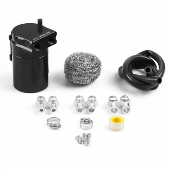 Black Universal Car Oil Catch Can Kit Breather Baffled Aluminum Reservoir Tank