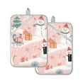 thumbnail image 7 of Yayeee Pot Holders Kitchen Heat Resistant with Pocket 7"x9.8" Cotton Oven Cooking Hot Pads, Pink Christmas Snowman, 7 of 7