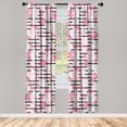 thumbnail image 3 of Ambesonne Floral Inspiration Curtains, Roses on Stripes, Pair of 28"x95", Pastel Pink White Black, 3 of 5