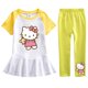 thumbnail image 3 of Hello Kitty Girl Hit Color falda de hoja de loto de manga corta pantalones casuales sólidos conjunto de dos piezas bebé nueva moda traje culotte de algodón, 3 of 5
