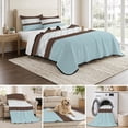 thumbnail image 6 of King Quilt Set 96''x106'', Blue Brown Morocco Lightweight Bedspread Coverlet Set with 2 Pillow Shams, Geometric Stripes Aqua Stitching Breathable All Season Quilt Bedding for Bedroom/Guest Room, 6 of 9