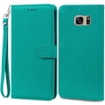 thumbnail image 1 of S7Edge Case For Samsung Galaxy S7 Case Leather Wallet On For Samsung S7 Edge Case Soft Flip Cover For Samsung S7 S 7 Edge Fundas Cyan -Strap For Samsung S7 Edge, 1 of 6