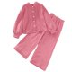 thumbnail image 1 of Odeerbi 8-12 Años Niños Niñas Algodón Conjuntos Camisa Manga Larga Pantalones Pierna Ancha Conjunto Primavera Solapa Camisa Pantalones Dos Piezas Conjunto, 1 of 9