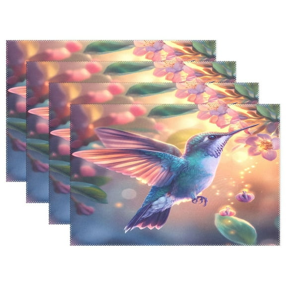 Ryvnso Placemats Set of 4 Hummingbirds Dining Mats Heat-Resistant Non-Slip Washable Table Mat