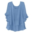 thumbnail image 4 of Women's Summer Round-Neck Casual Half Sleeve Ruffle T-Shirt Top, 4 of 5