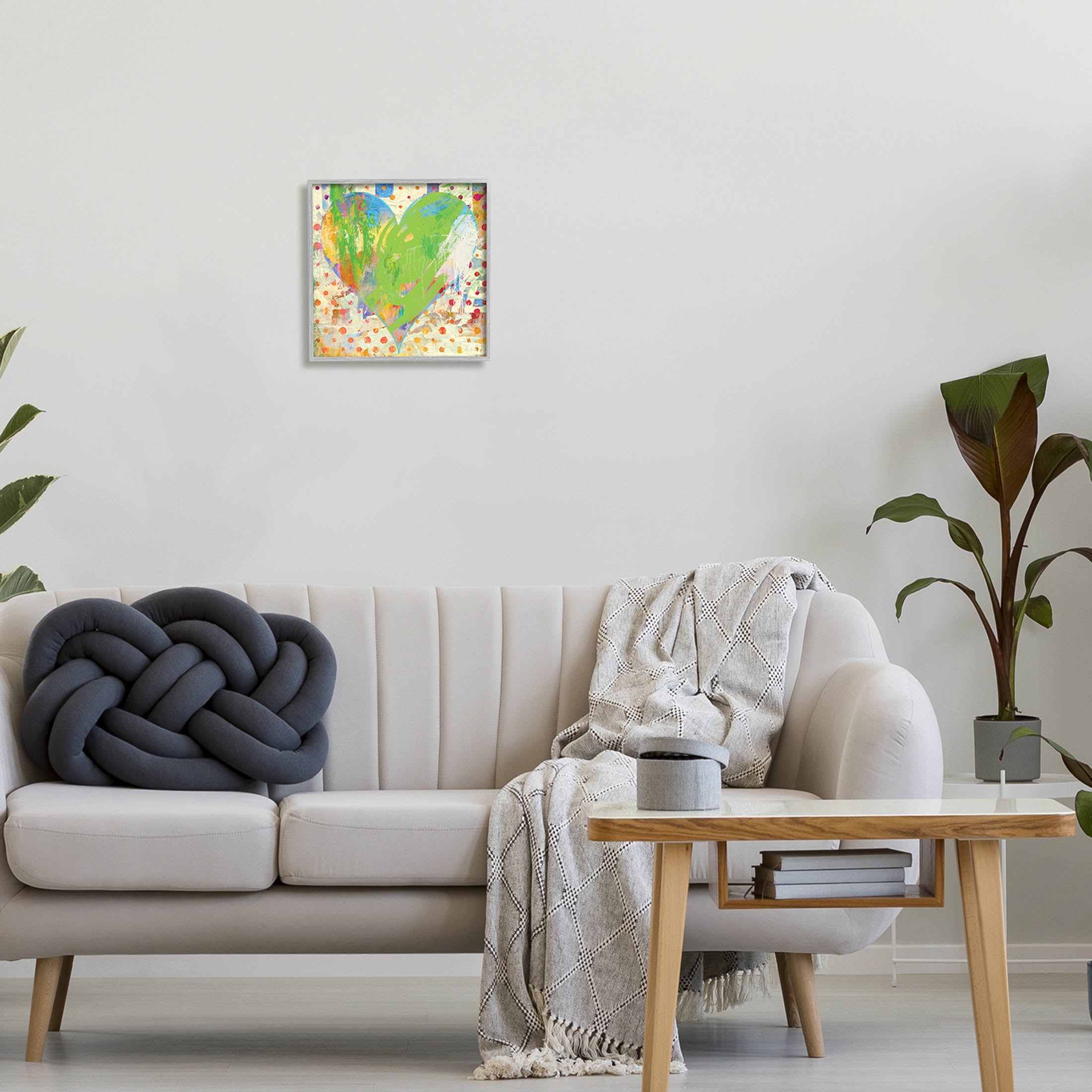 Lime Green Patterned Heart Shape Abstract Graphic Art Gray Framed Art Print Wall Art