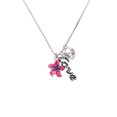 thumbnail image 2 of Delight Jewelry Silvertone Hot Pink and Purple Plumeria Flower - Love and Lock Charm Necklace, 18"+1", 2 of 4