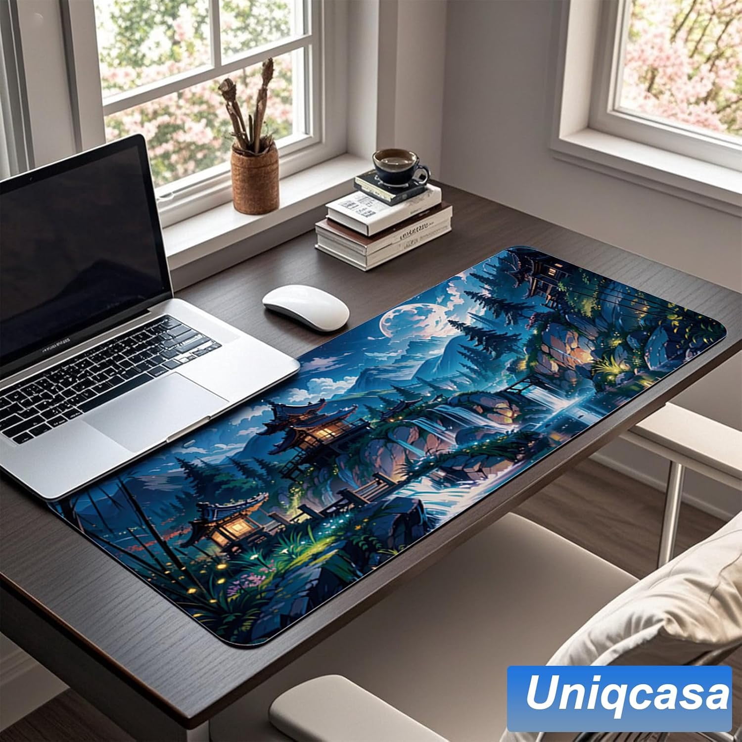 Gaming Mouse Pad 31.5x11.8 inch XL Large Extended Mouse Pad, Big Mousepad Desk Mat for Computer with Non-Slip Rubber Base and Stitched Edge-Blue Moon
