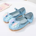 thumbnail image 2 of Girls Sandals Kids Sparkly Sequin Bowtie Princess Dress up Mary Jane Shoes Toddler Wedding Party Bridesmaid Ballet Flat Shoes Blue 8 Toddler, 2 of 7