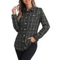 thumbnail image 4 of INSPIRE CHIC Lightweight Jackets for Women's Button Down Plaid Tweed Shackets, 4 of 5