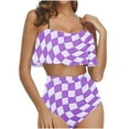 thumbnail image 2 of Pisexur Tankini Swimsuits for Women Tummy Control Two Piece Bathing Suits Ruffled Flounce Tankini Top with High Waisted Bottom Bikini Set, 2 of 6