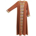 thumbnail image 3 of Hijaz Clay Brown Red Long Sleeve Modern Full Open Abaya with Print Pattern Design, 3 of 5