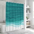 thumbnail image 5 of Polyester Fabric Ombre Turquoise Waves Shower Curtain, Abstract Art Gradient Modern Waterproof Bathtub Curtain Bathroom Decor Set with Hooks 36 x 78 Inches, 5 of 6