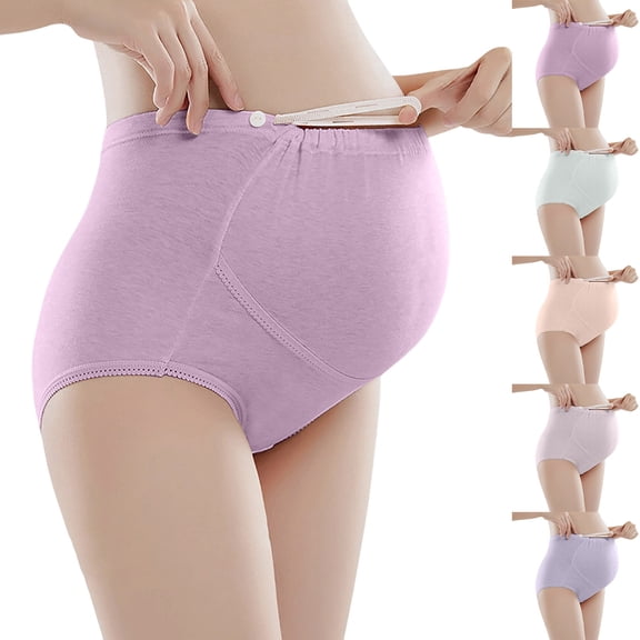 Frostluinai Women's Over The Bump Maternity Briefs High Waist Cotton Adjustable Waistband Belly Support Pregnancy Panties