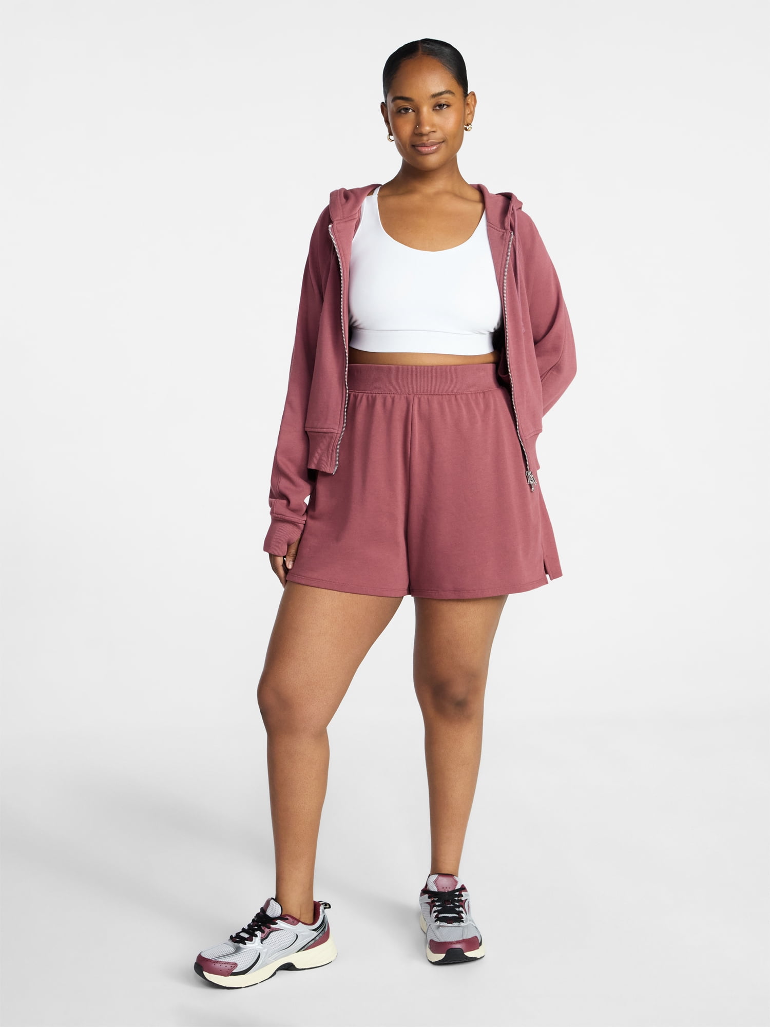 Athletic Works Women's Mineral Wash French Terry Shorts, Sizes XS-4X