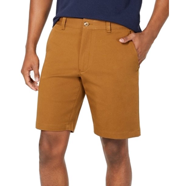 Club Room Apparel Mens Shorts Brown Flat Front Stretch ZipFly Chinos