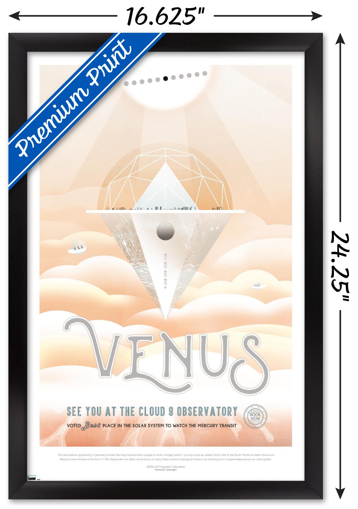 NASA - Venus Travel Poster Wall Poster, 14.725" x 22.375" Framed