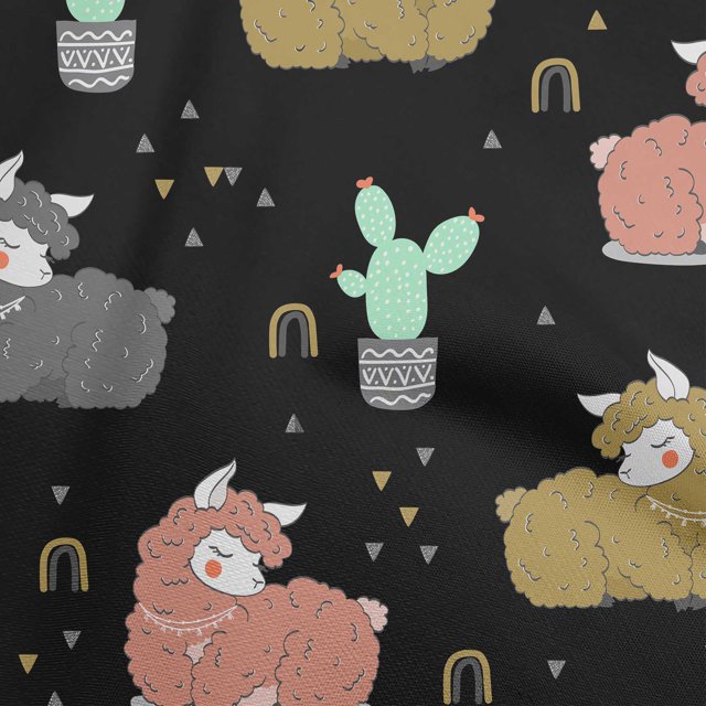 oneOone Tissu Popeline de Coton Noir Matériau de Robe Kawai Tissu Imprimé Tissu au Mètre 42 Pouces de Large-D3
