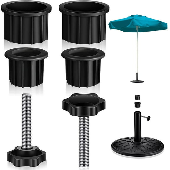 Lieonvis Umbrella Base Plastic Heavy Duty Umbrella Stand Round Weather Resistant Umbrella Standing Deck Replacement Parts with M8 Screws for Outdoor Garden Yard Deck Porch