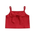 thumbnail image 1 of Girl Summer Sling Vest Solid Color Sleeveless Ribbed Bow Decoration Camisole, 1 of 5