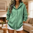 thumbnail image 5 of Otntypg Snap Button Down Hoodies for Women Trendy Fall Long Sleeve Drawstring Hooded Pullover Sweatshirts Loose Lightweight Casual Basic Solid Color Cardigan Hoodie Jacket with Pockets, 5 of 7