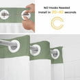 thumbnail image 2 of No Hook Shower Curtain with Snap in Liner, Gradient Simplistic Art Waterproof Bath Curtain Double Layers with See Through Top Window, Grey and Sage Green Hotel Shower Curtains 72x72in, 2 of 9