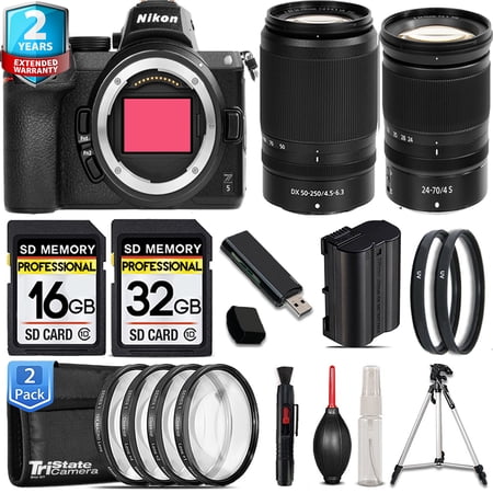 Nikon Z5 Mirrorless Camera with 50-250mm f/4.5-6.3 VR Lens + 24-70mm f/4 S Lens + UV Filters + 48GB Kit
