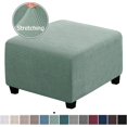 thumbnail image 3 of Ottoman Cover Slipcovers Square Fit Length 13"-44" Footrest, Stool Covers, Ottoman Protector Cover, Footstool Covers with Stretch Thick Checked with Elastic Bottom, Removable Washable(Sage,M(46-56cm)), 3 of 7