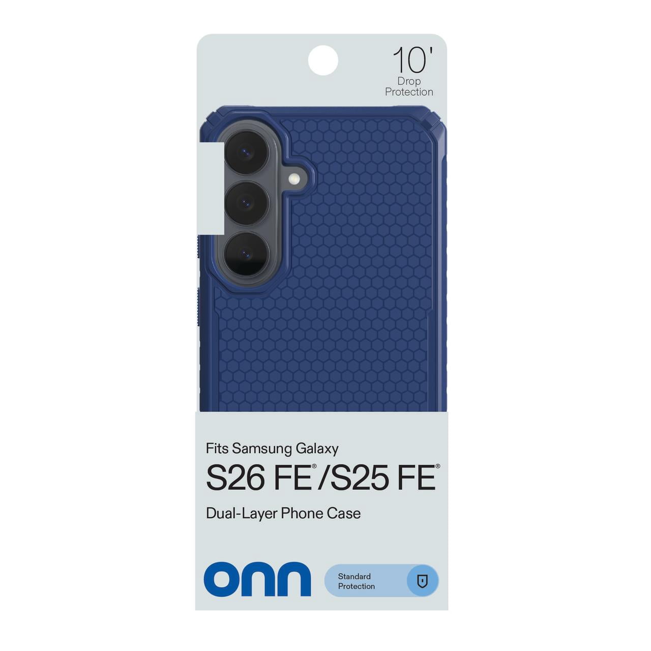 onn Honeycomb Dual-Layer Phone Case for Samsung Galaxy S26 FE / S25 FE - Navy Blue