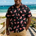 thumbnail image 2 of HCYSFG Mens Watermelon Print top Notch Neck Button Down Pocket shirt Casual Short Sleeve Summer Fashion Beach Holiday Style Shirt, 2 of 4
