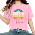 thumbnail image 1 of Camisetas de Cuello de Tripulación de Manga Corta para las Mujeres Cartas de Impresión de Pascua Camiseta de Manga Corta, Spandex de Poliéster, 1 of 5