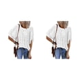 thumbnail image 4 of Cuello para mujer Sonducket camisa de Media manga jersey con volantes blusa de encaje Negro S M L XL XXL 3XL, 4 of 5
