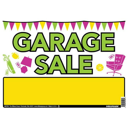 Hillman Group 842110 10 x 14 in. Yellow Plastic Vibrant Hillman Garage Sale Sign with Graphics -  6